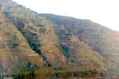 China - Rice terraces, seen from the train from Xining to Xian.