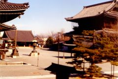 Japan - Kyoto - Kiyomizu Buddhist temple. This temple is built on pillars and has a wooden floor creaking when you step on it, enabling the guards to hear any unwanted intruders.