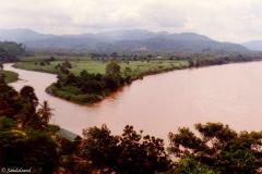 Thailand - Golden Triangle. View of the Mekong River to the right and Mae Sai River to the left from the Thai side of the border. Burma is straight ahead.