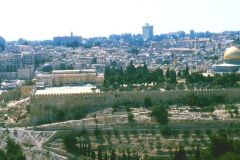 Israel / Palestine - Jerusalem Old Town - View from the Mount of Olives towards the Al-Aqsa Mosque and Dome of the Rock on the Temple Mount