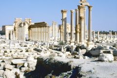 Syria - Palmyra - Column collonade and entrance to the ancient city