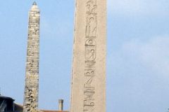 Turkey - Istanbul - Egyptian obelisks with hieroglyphs behind The Blue Mosque