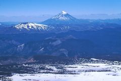 Chile - View from Volcán Villarrica towards Volcán Quetrupillán and Volcán Lanín on the border with Argentina.