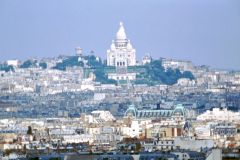France - Paris - A long-distance view of Sacré-Coeur and Montmartre