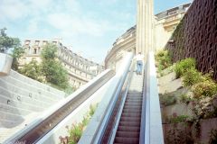 France - Paris - Funicular or escalator up to Montmartre and Church of Sacré-Coeur