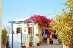 Greece - Cyclades - Schinoussa - To the left a Venetian tower dating back to when they ruled these islands.