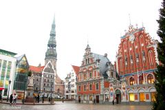 Latvia - Riga - Town Hall Square and House of the Blackheads