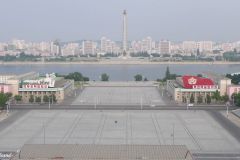 DPRK - Pyongyang - Grand People’s Study House (View from) - Kim Il Sung Square - Juche Tower - Taedong River