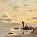 Jæren artwork - Amaldus Clarin Nielsen (1838-1932) - Strandparti fra Nærland etter regn (1897)