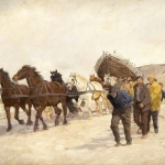 Jæren artwork - Elisabeth Sinding (1846-1930) - Båtopptrekk (1908)