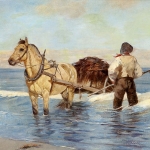 Jæren artwork - Elisabeth Sinding (1846-1930) - Tarekjøring på Jæren (1908)