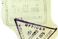 England entry and exit stamps, 1976