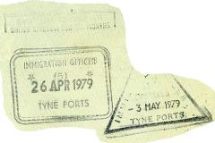 England entry and exit stamps, 1979