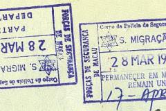 Macao entry and exit stamps, 1985