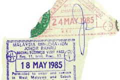 Malaysia and exit stamps, 1985