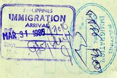 Philippines entry and exit stamps, 1985