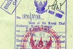 Thailand visa, 1985