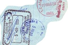 Turkey entry and exit stamps, 1986
