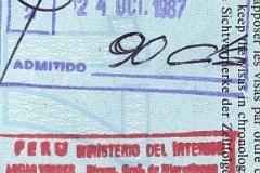 Peru entry and exit stamps, 1987 (1)