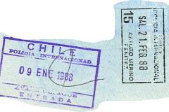 Chile entry and exit stamps, 1988