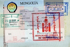 Mongolia visa, entry and exit stamps, 2011