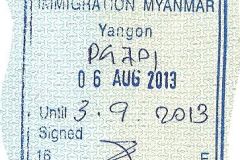 Myanmar exit stamp, 2013