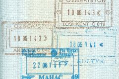 2014 Kyrgyzstan + Uzbekistan entry and exit stamps