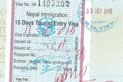 Nepal visa and exit stamps, 2015