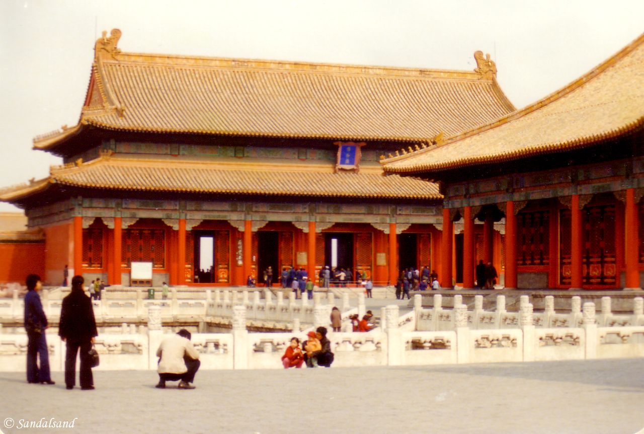 China - Beijing - Forbidden City - The Hall of Central Harmony (right) and the Hall of Preserving Harmony.