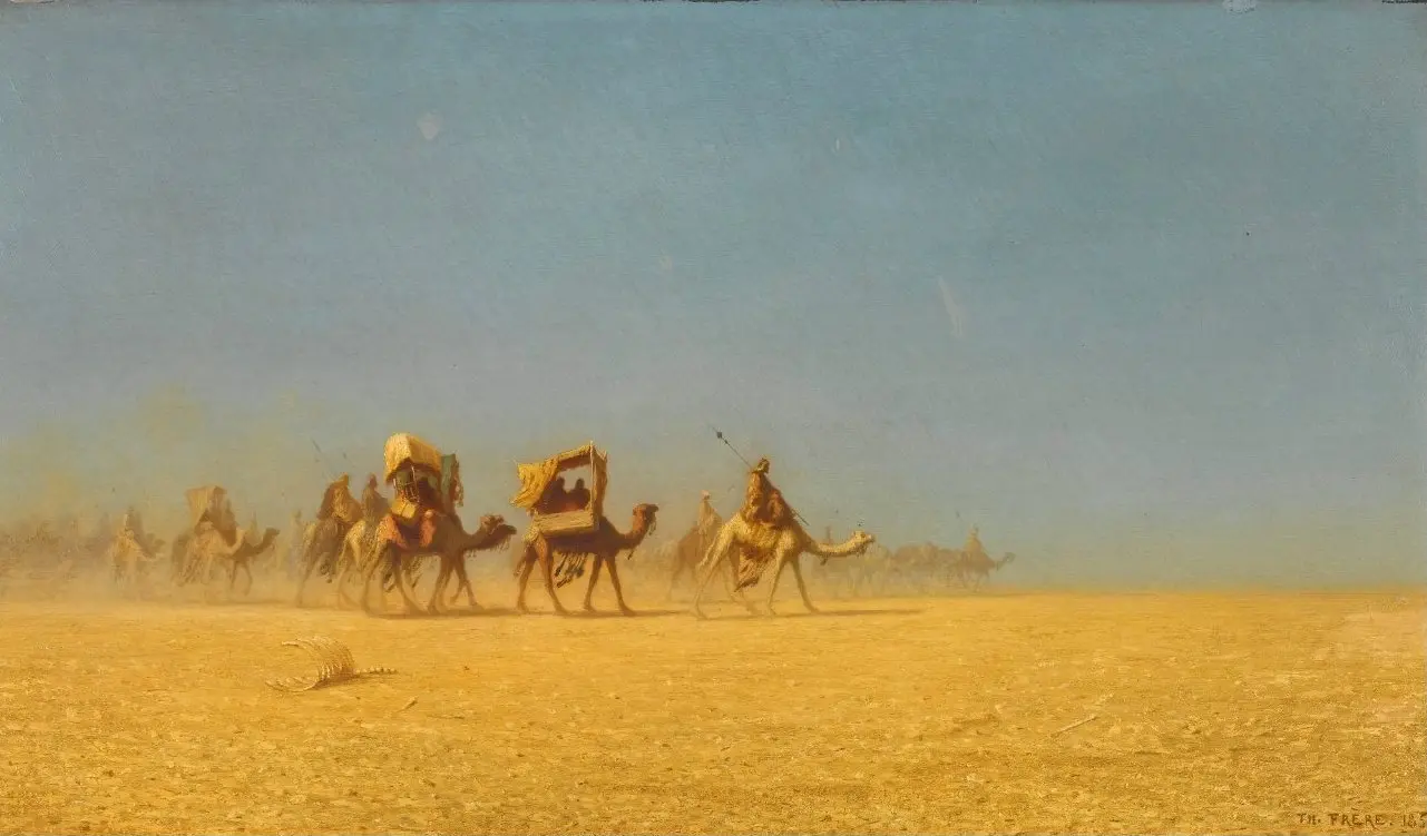 Camel Train in the Desert (Charles Théodore Frère, 1855)
