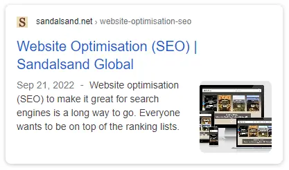 Website Optimisation (SEO): Meta description of this post. Yoast's preview of what it looks like on Google.