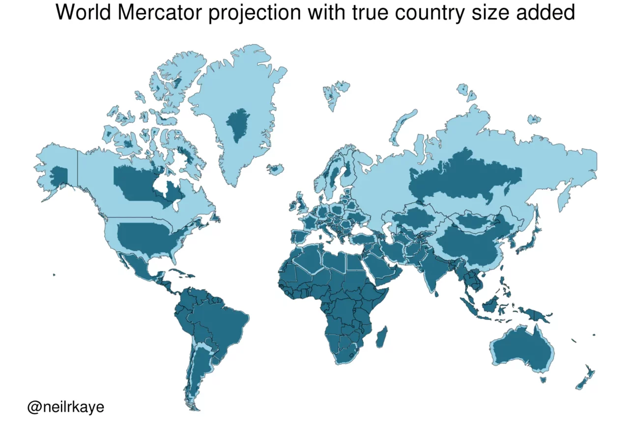 Both map versions of all countries, before and after shrinking.