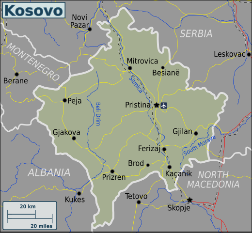 Map of North Macedonia and its regions.