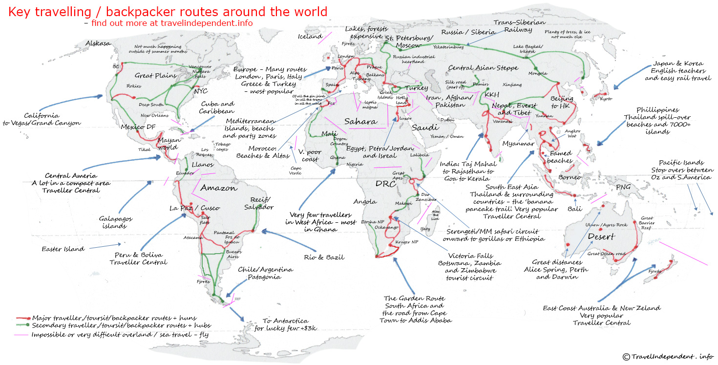 International backpacker routes Sandalsand Global